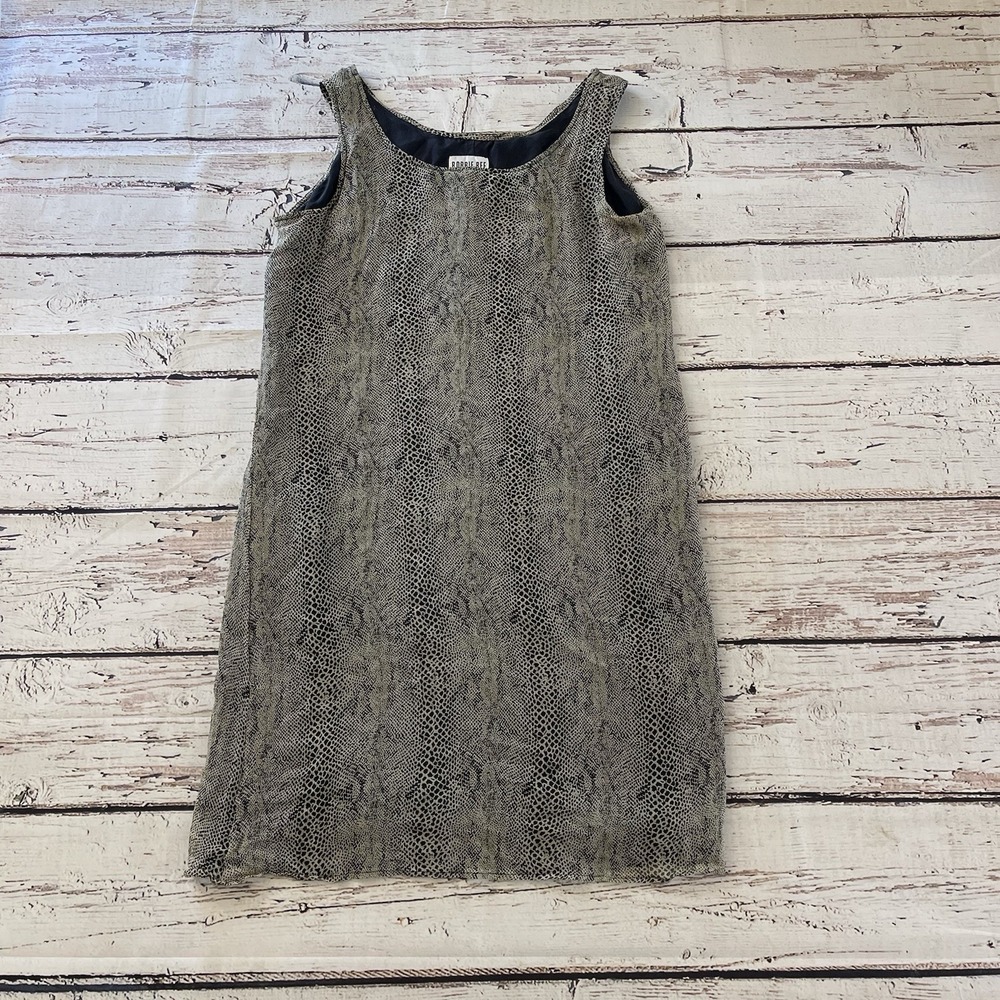 Vintage Robbie Bee Women's 10 US Sleeveless Lined Midi‎ Dress 100% Silk Lizard
